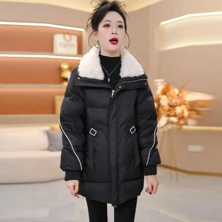 毛领羽绒服女2025冬季新款洋气减龄百搭中长款抗寒保暖白鸭绒袄子