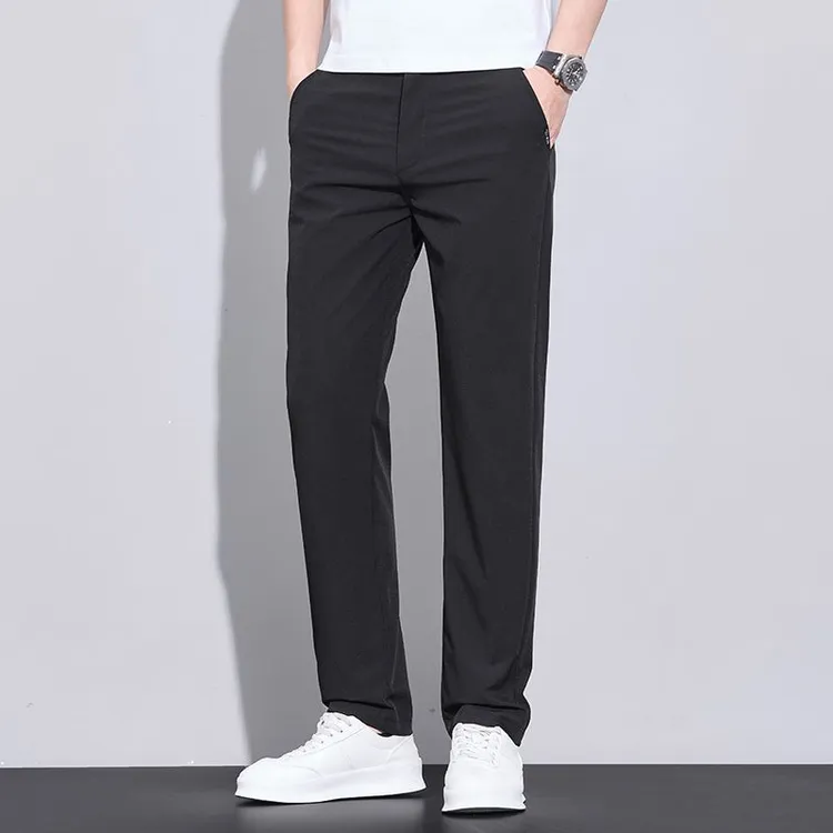罗檬之家-夏季新款冰丝凉感修身轻商务休闲裤男直筒百搭通勤长裤
