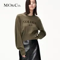 【贤哥专享】【美丽诺绵羊毛】MOCO冬防寒挂毛标语短款毛衣MBC4SWT034