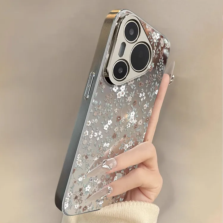 适用华为Pura80pro手机壳新款pura80ultra硅胶防摔p70白棕碎花