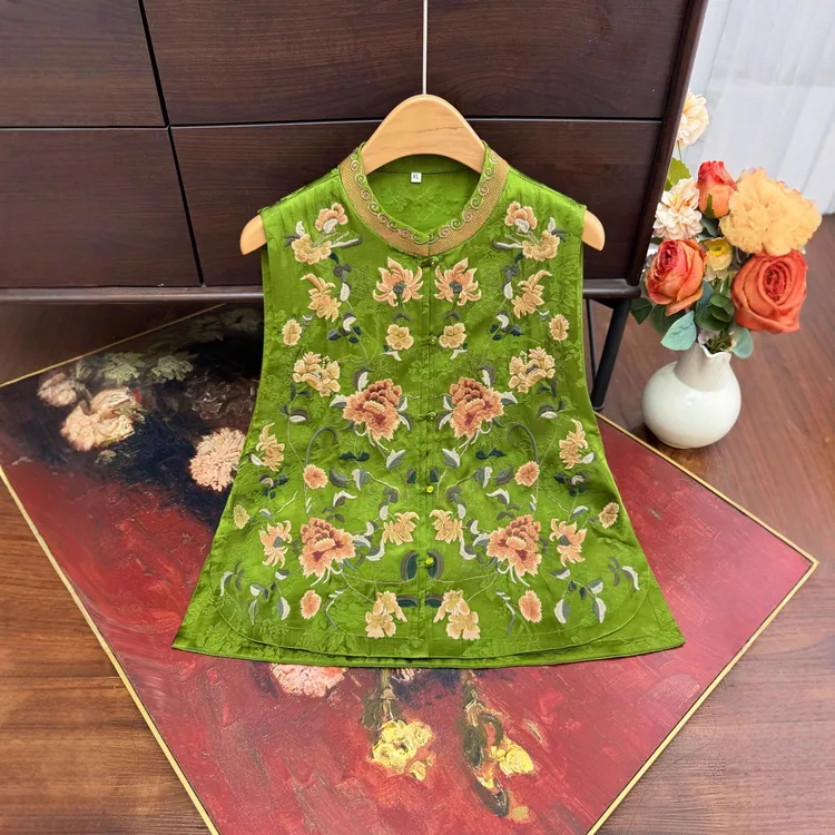 【吉祥如意】之李2025早秋新中式女装立领马甲女重工刺绣提花工艺