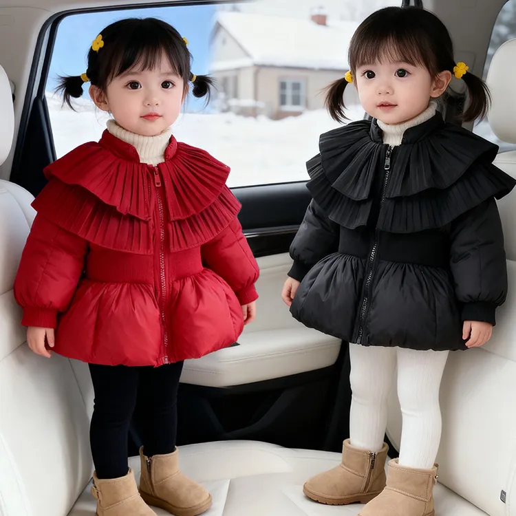 2025新款娃娃领立领韩版圆领厚款棉服棉袄秋洋气冬季女宝保暖加厚