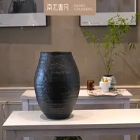 【乌金·沉影花瓶】中式禅意粗陶罐复古花瓶用于多肉栽培和干花装饰