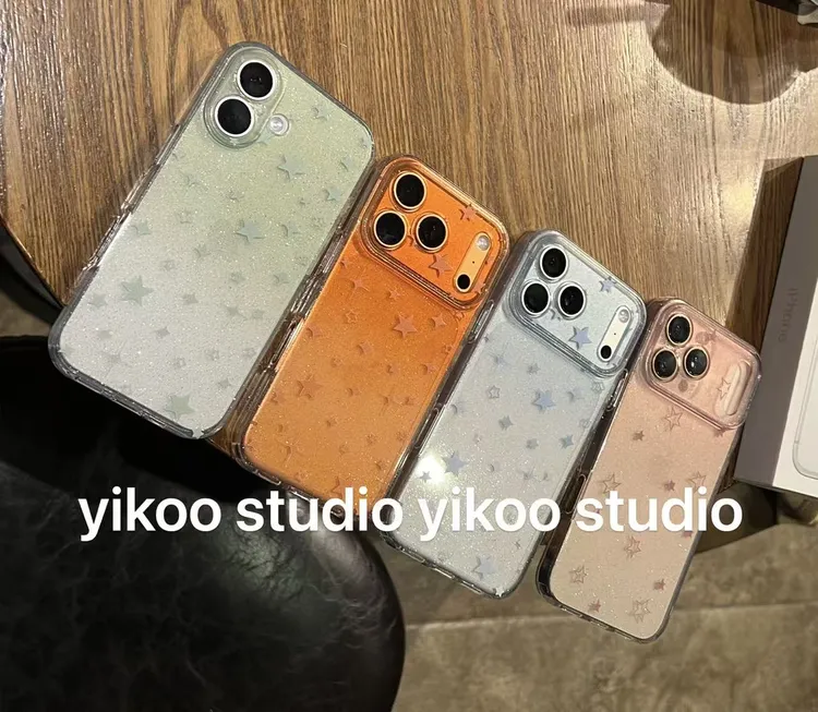  哑光渐变星星手机壳适用iPhone17promax全包软壳ins极简闪粉17ai