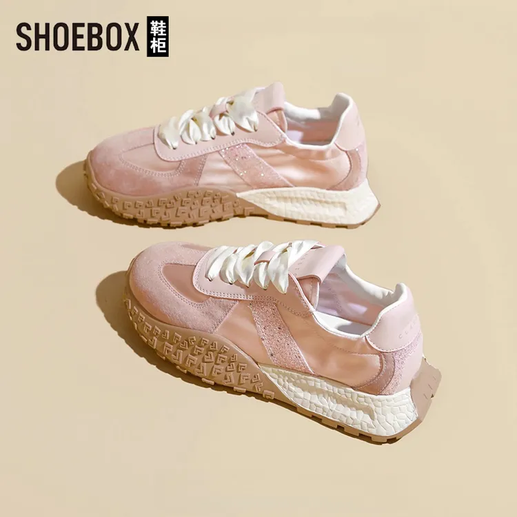 SHOEBOX鞋柜百搭德训鞋女2025春新款厚底百搭增高时尚阿甘鞋女款