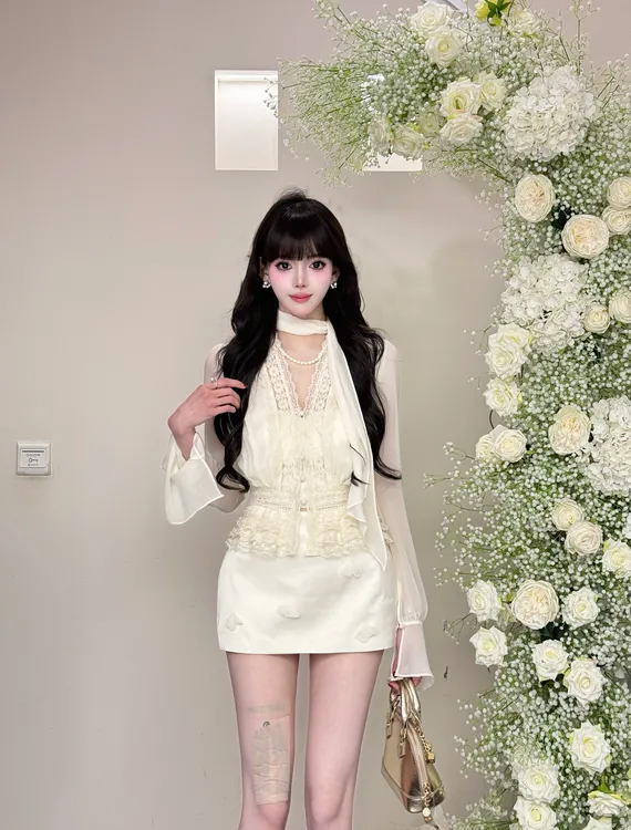 【精选优品】新款时尚蕾丝显瘦纯欲风套装25432+25432-1