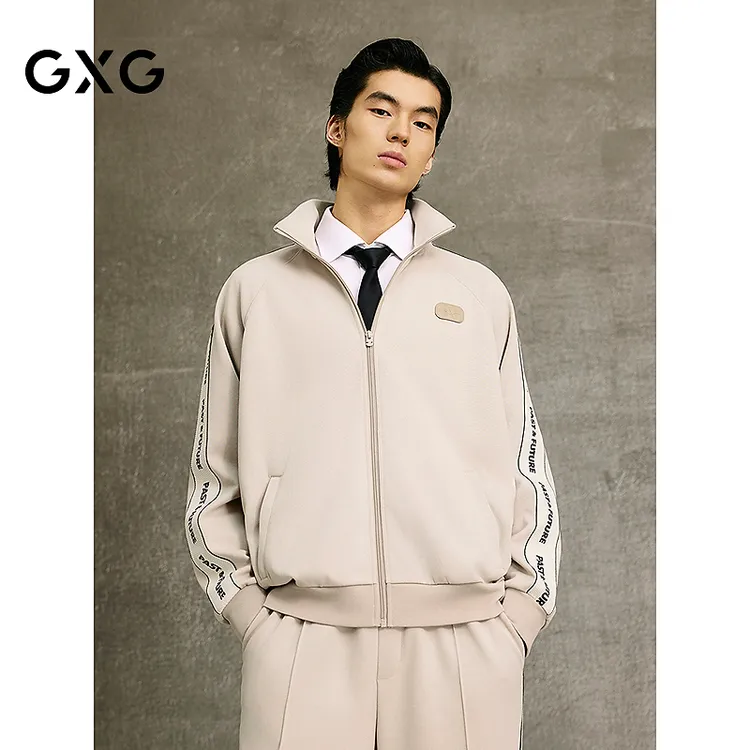 GXG男装 卫衣拉链开衫侧边织带长袖上衣 25春#G25X311001