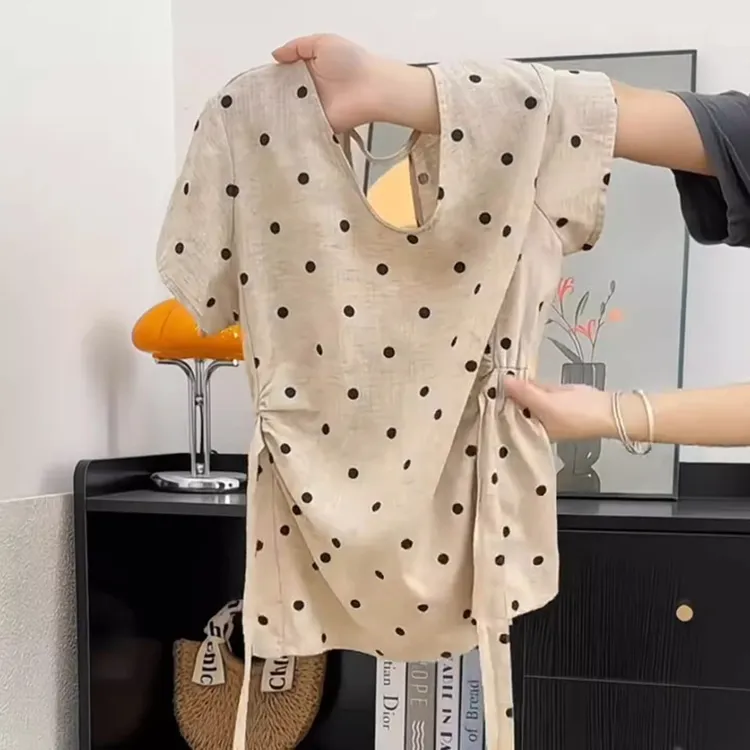 好看又显高级！韩系简约气质波点衬衫女装2025夏新款百搭收腰显瘦