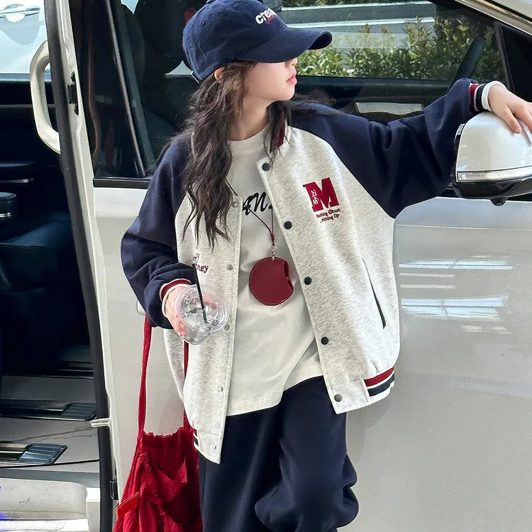 女童外套春秋款新款洋气外穿儿童休闲棒球服中大童秋季拼色上衣潮