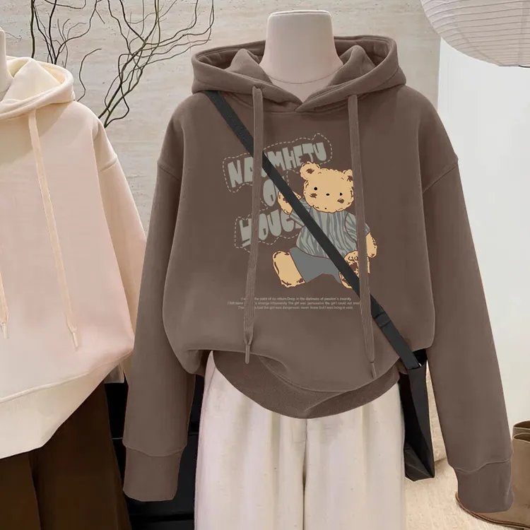 设计感小众秋冬新款2025加绒加厚套头连帽卫衣女短款宽松韩版外套