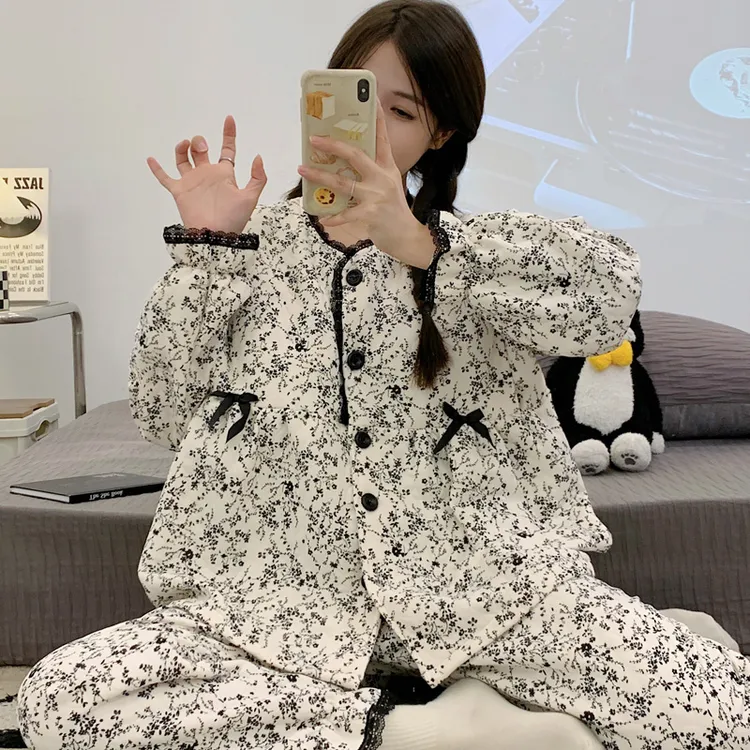 空气棉月子服秋冬季10-11月份产后纯棉加厚孕妇睡衣产妇哺乳喂奶