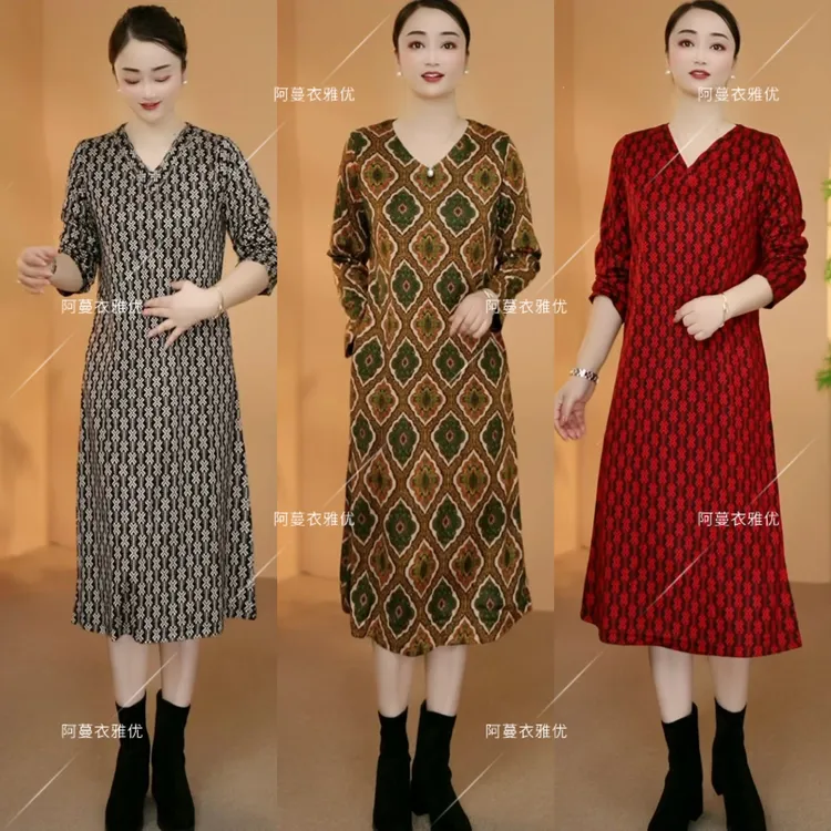 【衣雅严选】8234-2515#新款长袖罗马棉宽松大版休闲简约连衣裙