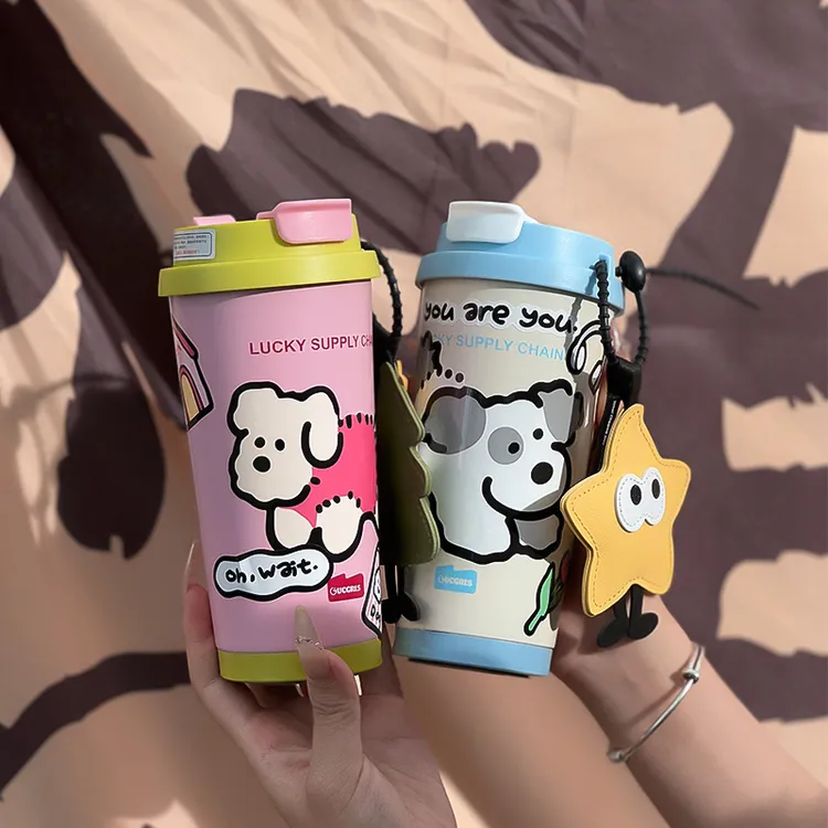 车载水杯保温杯陶瓷内胆咖啡杯女高颜值随行吸管水杯子2025新款