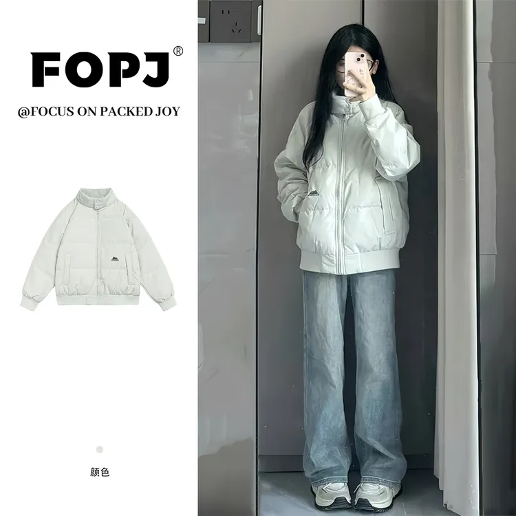 FOPJ冬季2025新款韩版立领棉服女甜美学院风宽松加厚保暖拉链外套