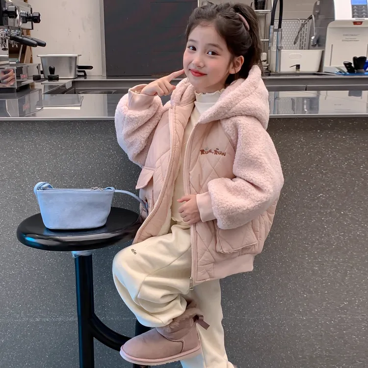 女童秋冬装棉袄外套2025新款儿童冬季中大童加绒加厚卡通棉衣棉服
