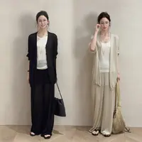 Z.blues【氛围感清冷套】三醋酸天丝开衫+休闲裤套装YZHLFS0065TZ