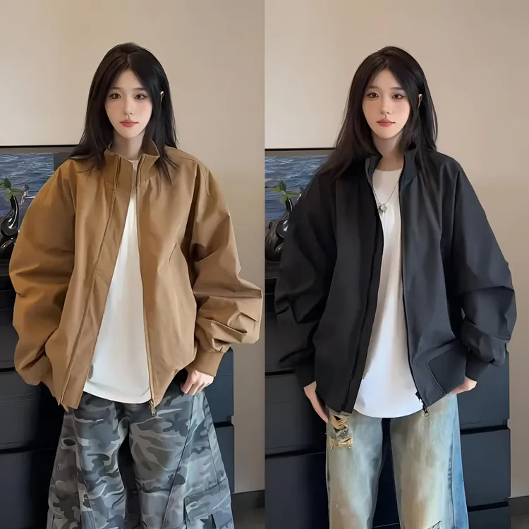 秋季新款美式三防飞行夹克外套高级感男装痞帅立领工装棒球服上衣