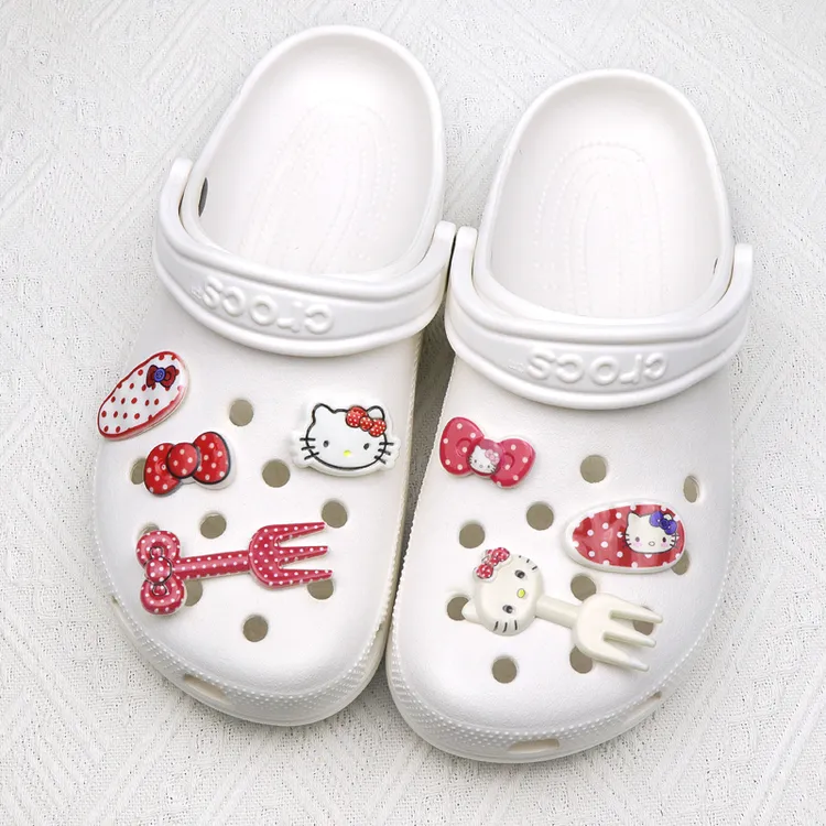 洞洞鞋鞋扣hellokitty配饰叉子卡通可爱蝴蝶结猫咪鞋花diy装饰扣