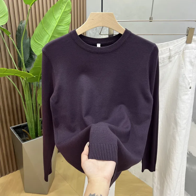 秋冬季时尚简约圆领针织衫毛衣男士弹力修身舒适柔软百搭长袖打底