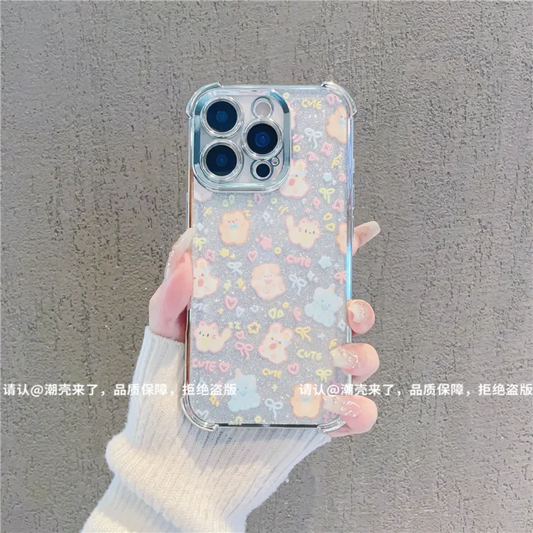 6D四角防摔壳适用苹果16/iPhone/华为荣耀/OPPO/VIVO小米手机壳潮