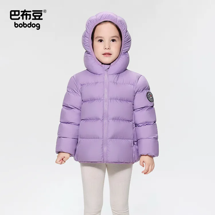 Bobdog/巴布豆95白鸭绒儿童轻薄男女童洋气连帽羽绒服中大童外套