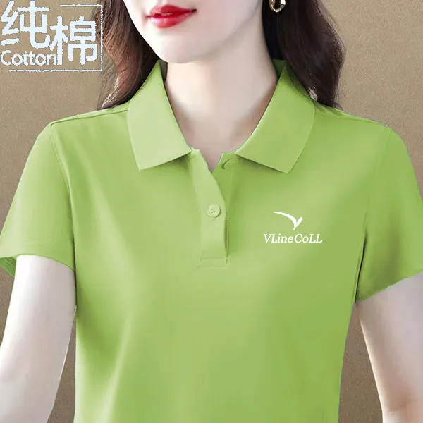100%纯棉短袖t恤夏季女士显瘦运动休闲洋气时尚清凉透气有领POLO