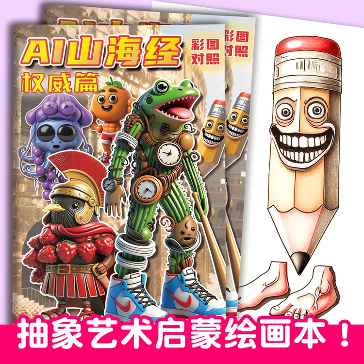 国外美国山海经涂色书融合怪通通哥木棍人鳄鱼鹅头轰炸机描摹画册