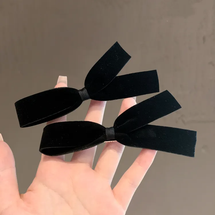 赵露思许我耀眼许妍同款复古黑色丝绒蝴蝶结懒人鸭嘴夹公主头发夹