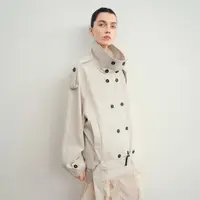AUDREYWANG“低调中的高级”宽松廓形撞色牛仔风衣12306