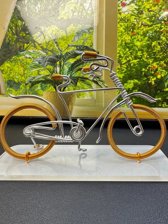 彩色铝线手工自行车模型创意家居摆件艺术品书房
