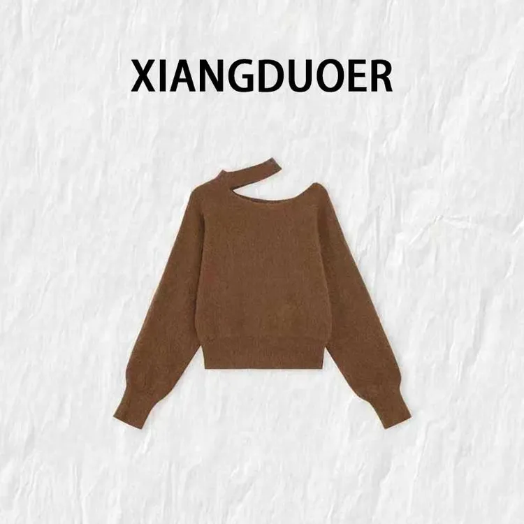 【狐狸美人】2026冬季挂脖软糯时尚厚款纯色气质毛衣小众洋气上衣