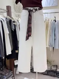 【不含腰带】弯刀牛仔裤女2025秋季新款宽松休闲直筒垂感阔腿长裤