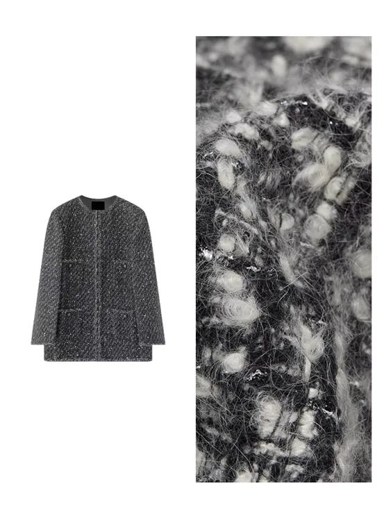 【流星雨】银豆豆羊毛粗花呢王炸廓形外套