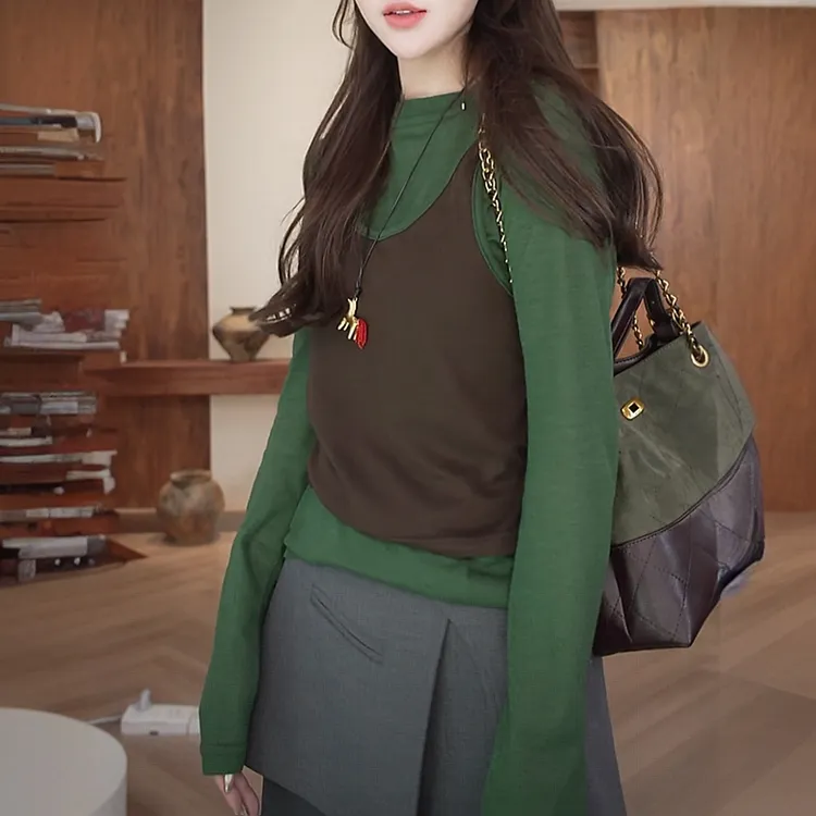 洋气衣服小众女装设计感上衣2025秋季新款高级感拼色轻奢长袖T恤Y