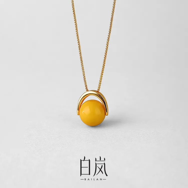 白岚蜜蜡项链女925银时尚气质百搭轻奢饰品小众设计高级感XL4570商品图