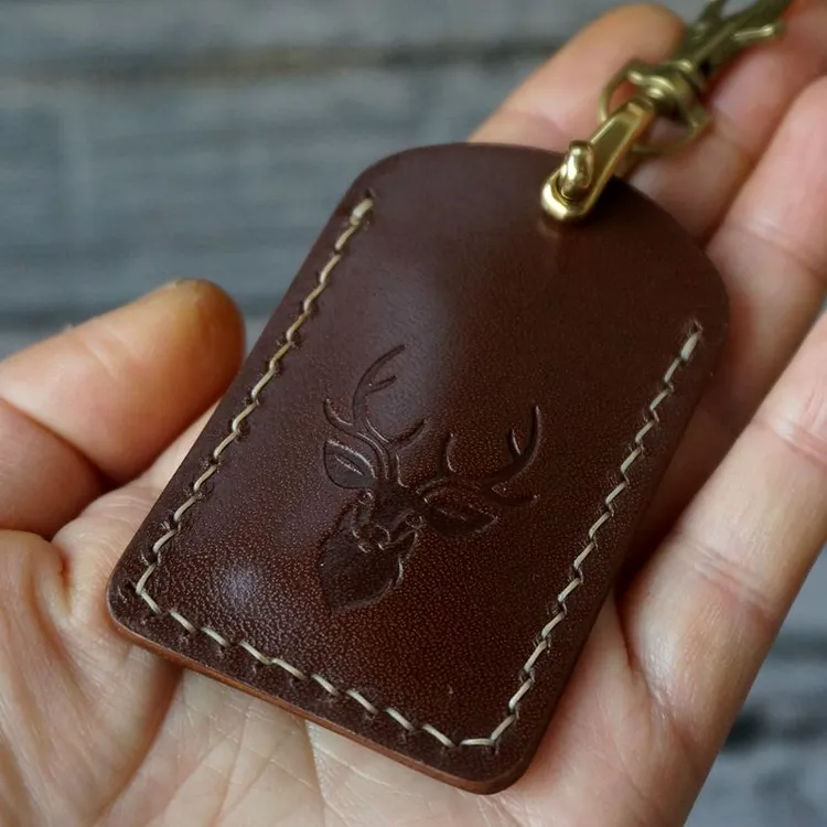 长方形门禁卡套公交卡套真皮植鞣牛皮手工制作