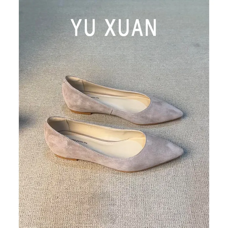 大码女鞋法式复古内增高尖头浅口单鞋女百搭舒适平底巨软奶奶鞋商品图