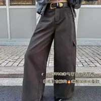【2599】格#高腰直筒宽松工装弯刀牛仔裤【配皮带】