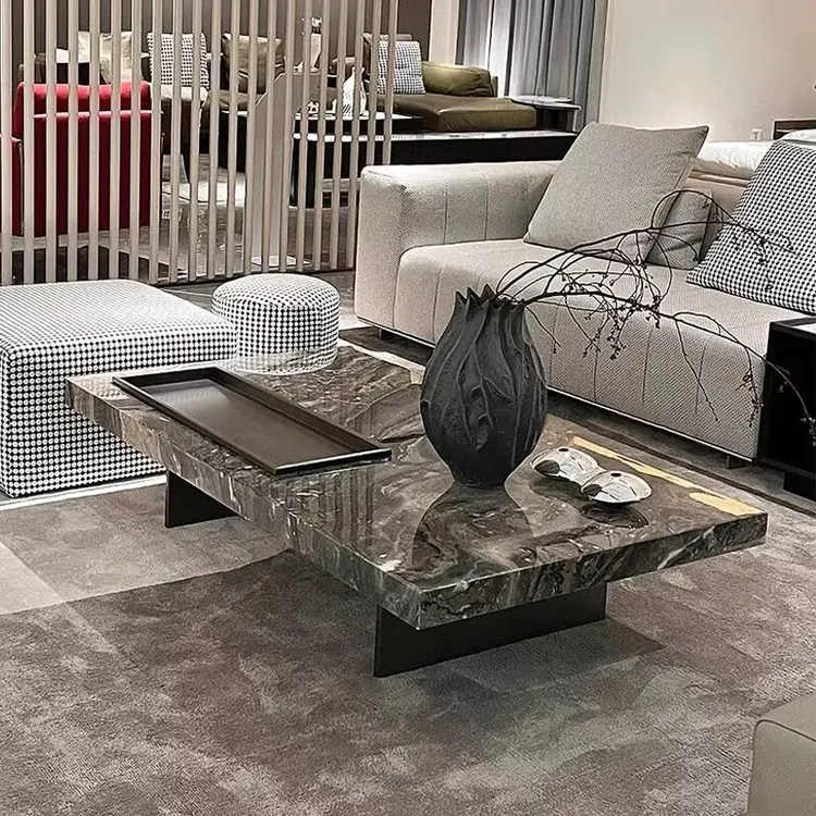 长方形大理石茶几现代简约小户型客厅家用意式轻奢风设计师米洛提