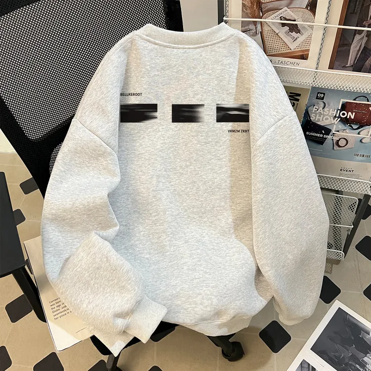 WASSUP UOSNE美式圆领卫衣男秋季新款boxy休闲百搭挺阔设计感外套