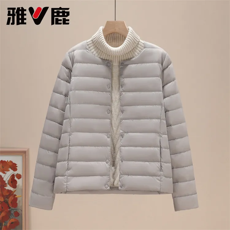 雅鹿轻薄羽绒服清新短款羽绒内胆反季保暖内里轻薄款羽绒服女
