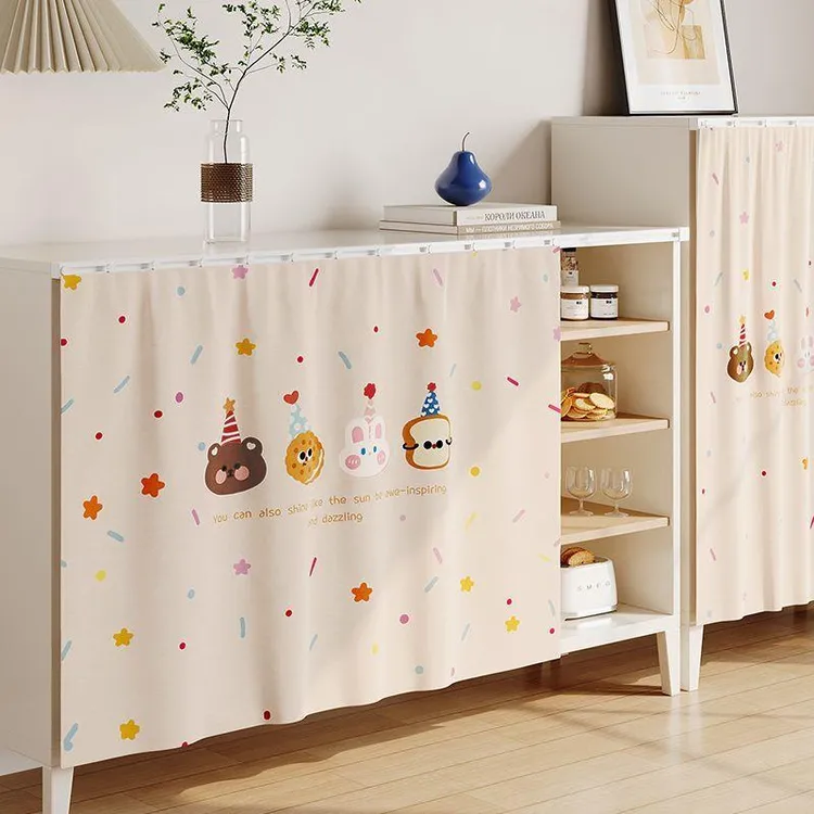 厨房柜子遮挡帘开放式无门柜子防尘帘布帘鞋柜杂物柜遮丑帘拉帘子