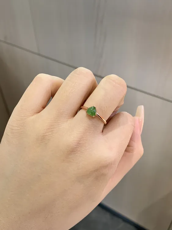 爆款和田碧玉戒指小绿心戒指活口时尚国风百搭精美新中式戒指推荐商品图