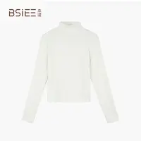 BSIEE/本涩长袖时尚百搭修身设计感半高领打底衫白色