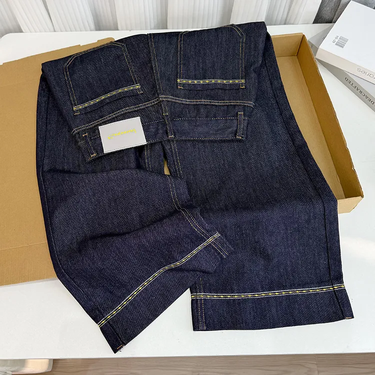 丹宁复古天丝九分阔腿牛仔裤女2025早秋新款小个子显瘦百搭奶奶裤