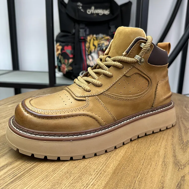 头层牛皮马丁靴男款真皮短靴加绒加厚防滑潮流休闲短靴百搭厚底鞋