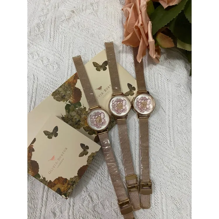 英国OliviaBurton手表女浮雕3D立体小雏菊玫瑰金OB女手表生日礼物
