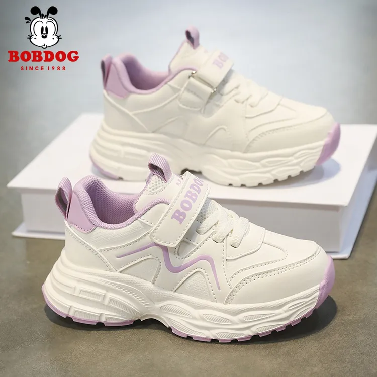 Bobdog/巴布豆女童运动鞋2026春秋新款皮面儿童小白鞋女孩老爹鞋