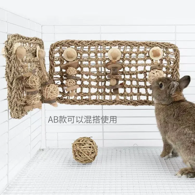兔兔磨牙笼内防护草垫苹果木水草垫啃咬板网玩具龙猫荷兰猪