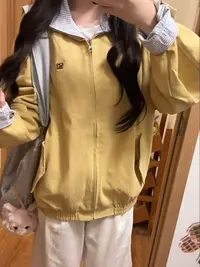 日系双面穿拉链春秋款女秋季保暖短外套休闲百搭立领拼接外套